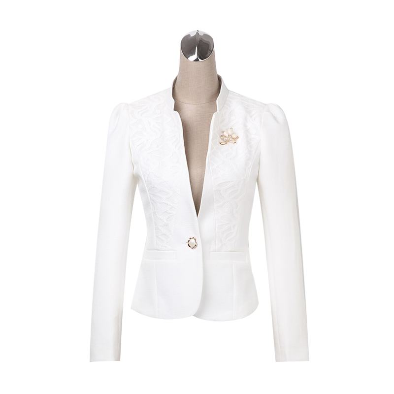 Blazer Femme Tempérament Dame Simple Longues Mode Veste De Costume Blanc Noir