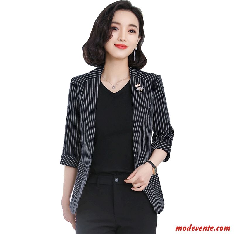 Blazer Femme Tempérament Tendance Dame Été Manche Printemps Noir