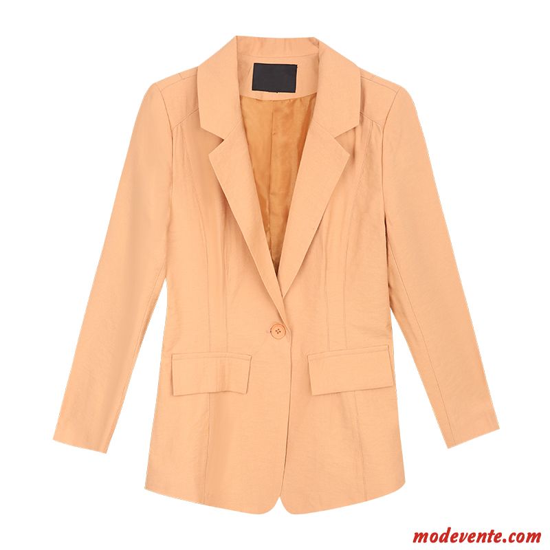 Blazer Femme Tendance Dame Court Une Veste Printemps Veste De Costume Jaune