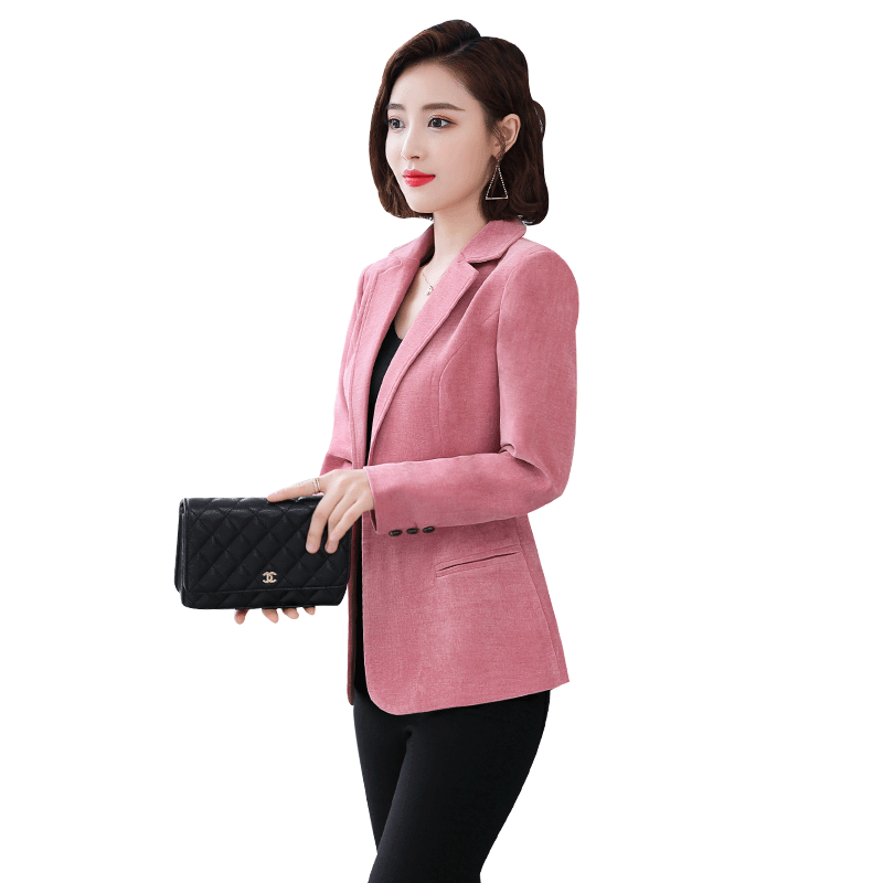 Blazer Femme Une Veste Veste De Costume Court Printemps Dame Mince Rose