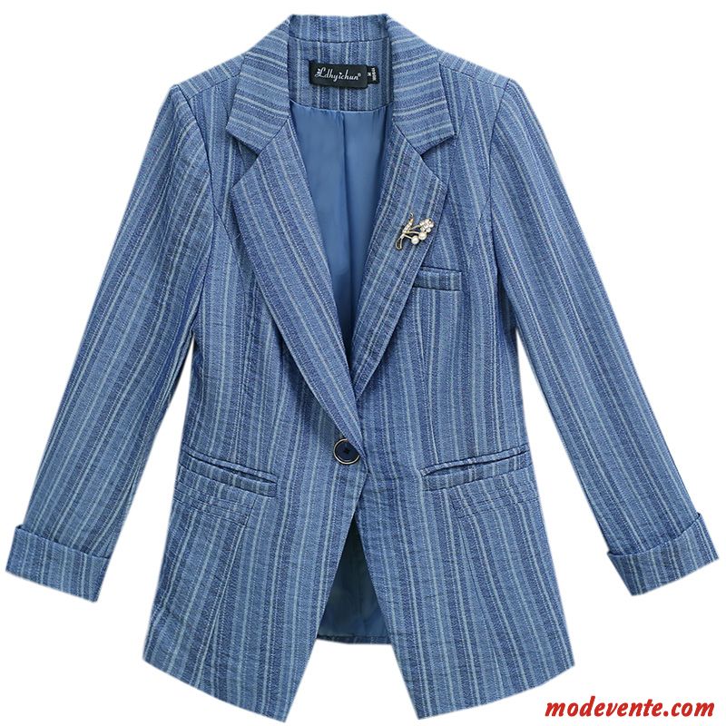 Blazer Femme Veste De Costume Court L'automne Tempérament Été Professionnel Bleu Rouge