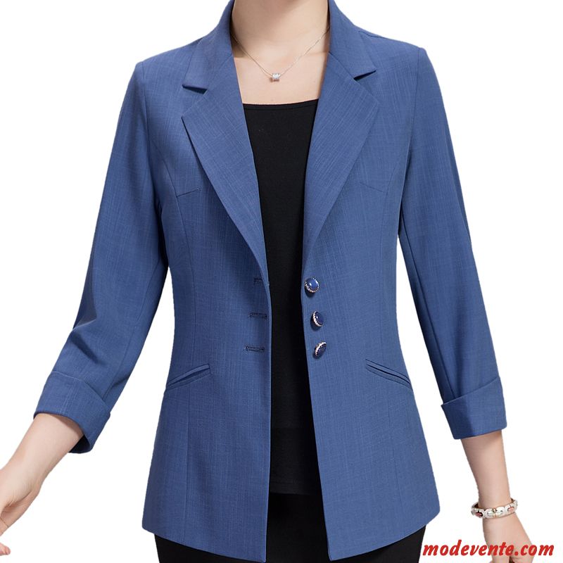 Blazer Femme Veste De Costume L'automne Printemps Court Dame Manche Bleu