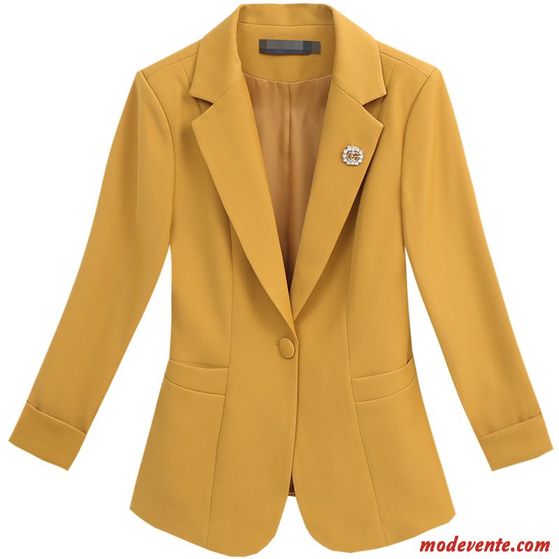 Blazer Femme Veste De Costume Tempérament Dame Une Veste Printemps Tendance Jaune