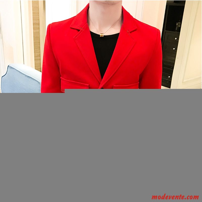 Blazer Homme Britanique Tendance Manteau Beau Veste Printemps Rouge