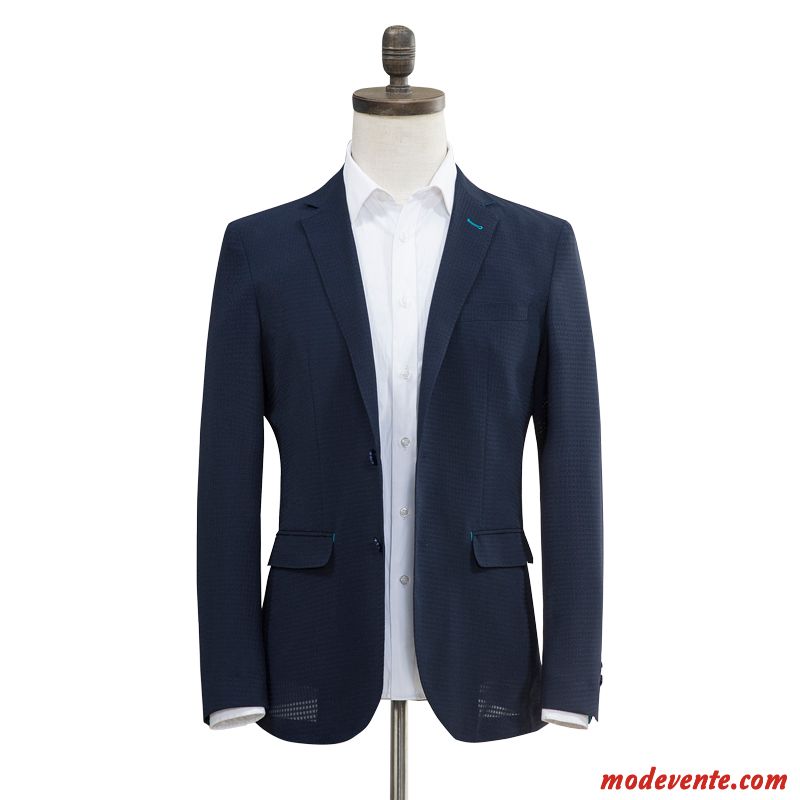 Blazer Homme Costume Crème Solaire Tendance Manteau Décontractée Marque Bleu