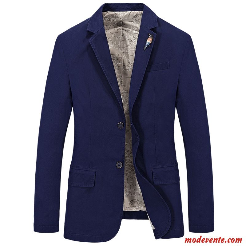 Blazer Homme Coton Bio De Travail Baggy Grande Taille Petit Costume Manteau Bleu Marin