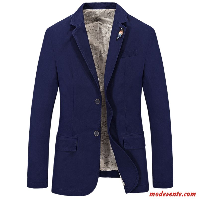 Blazer Homme Coton Bio De Travail Baggy Grande Taille Petit Costume Manteau Bleu Marin