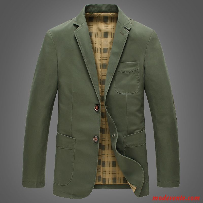 Blazer Homme Jeunesse Printemps Coton Bio Grande Taille Petit Costume L'automne Vert