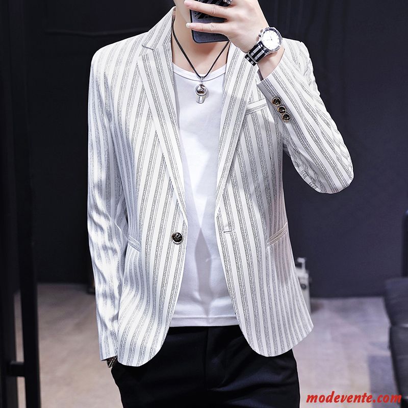 Blazer Homme L'automne Slim Veste De Costume Décontractée Beau Une Veste Blanc