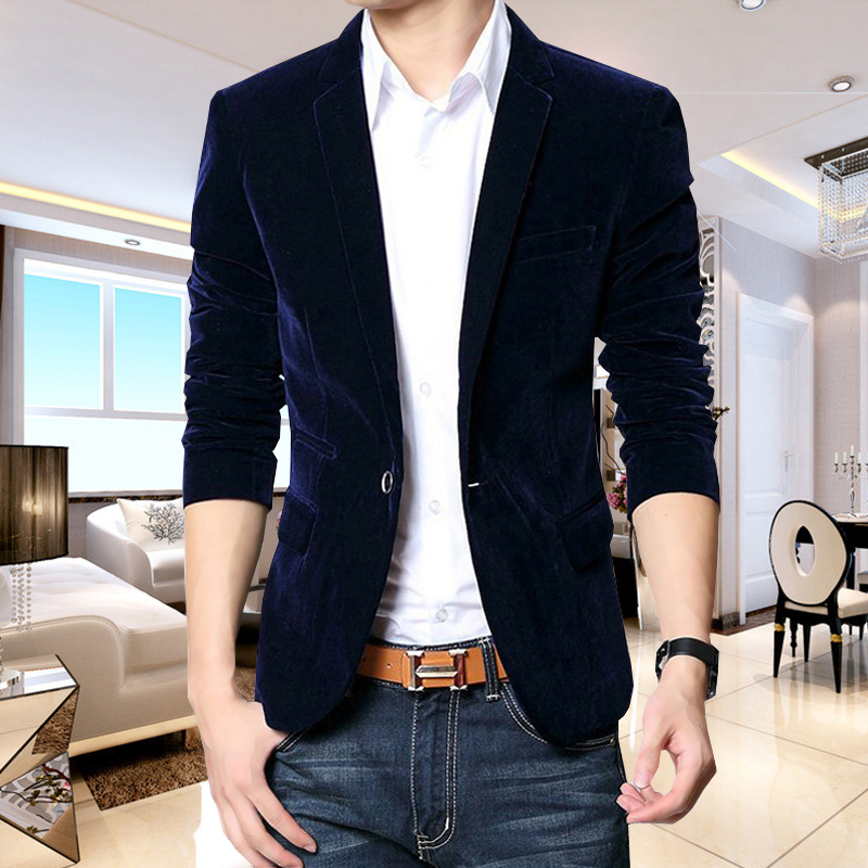 Blazer Homme Robe Décontractée De Travail Tendance L'automne Beau Bleu Or