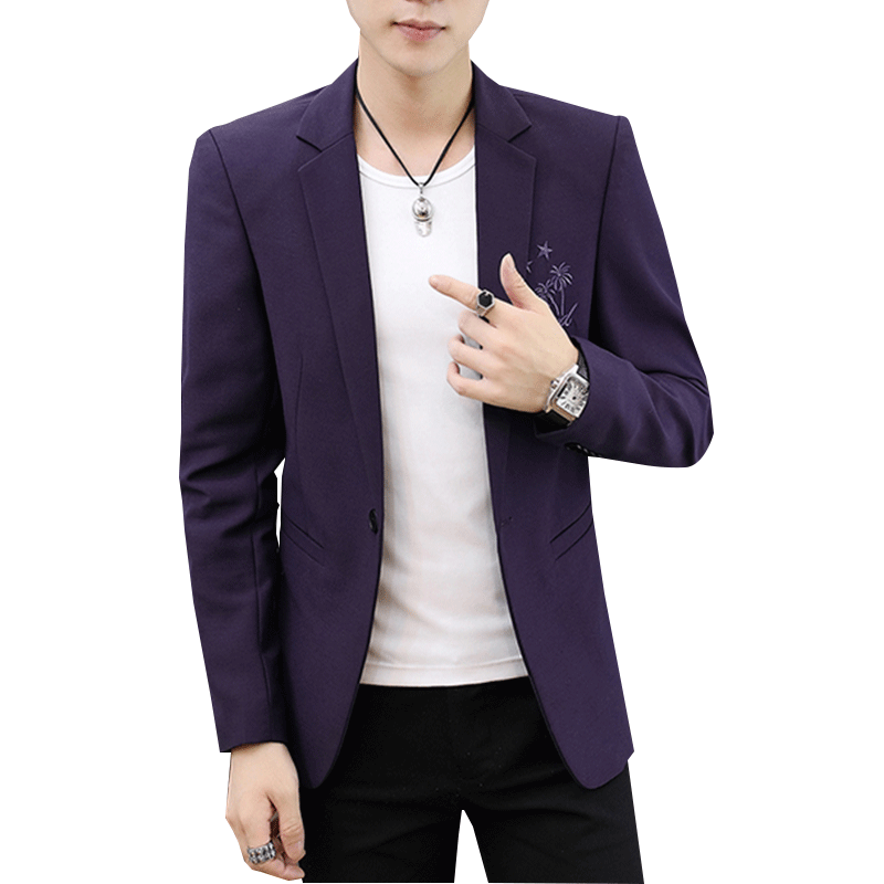 Blazer Homme Robe Manteau Tendance Slim Une Veste Décontractée Violet