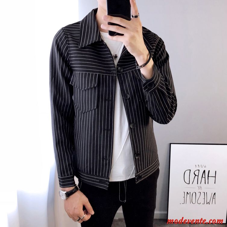 Blazer Homme Slim Printemps Une Veste Carreaux L'automne Tendance Noir