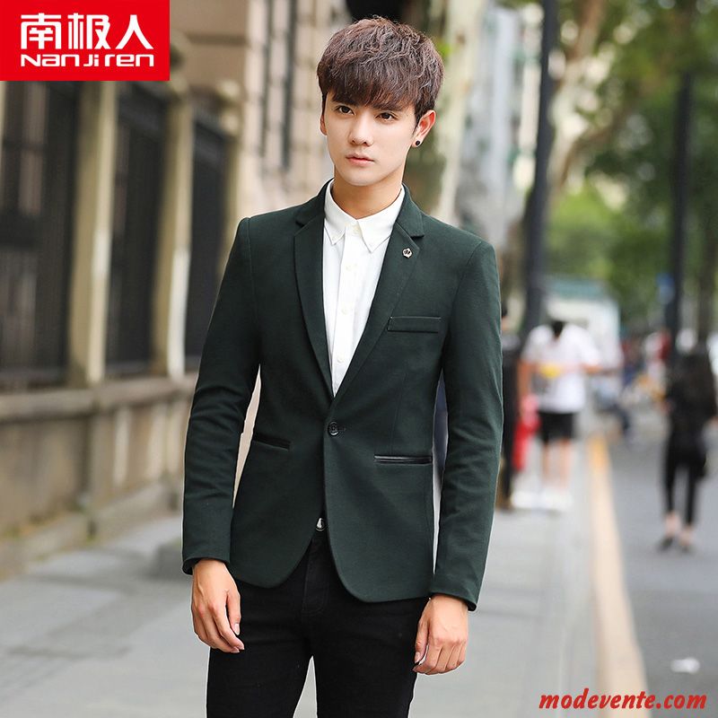 Blazer Homme Tendance Étudiant Mariée Jeunesse Petit Costume Manteau Vert