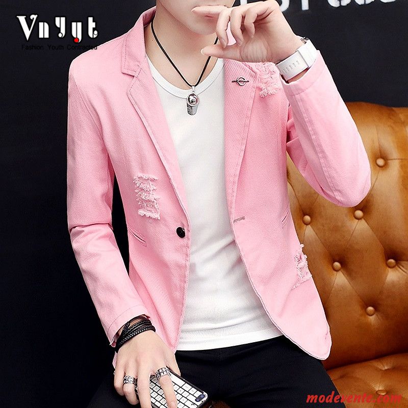 Blazer Homme Une Veste Slim Costume Décontractée Manteau Beau Rose