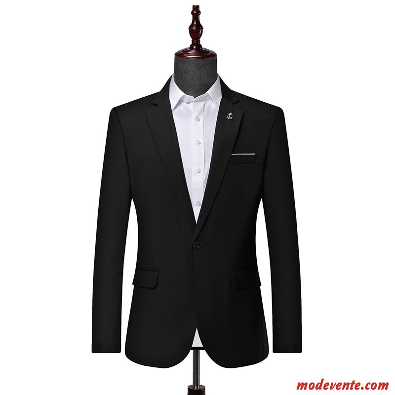 Blazer Homme Été Cargo Printemps Professionnel Jeunesse Décontractée Pure Noir