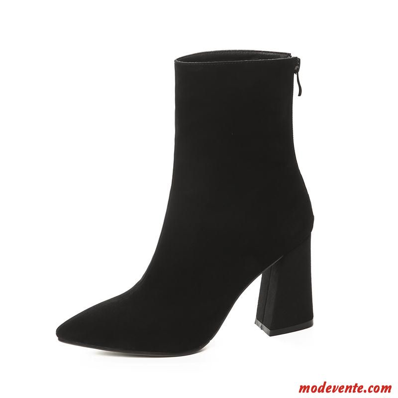 Bottes Femme Escarpins L'automne Bottes Courtes Épais Hiver Bottes Martin Noir