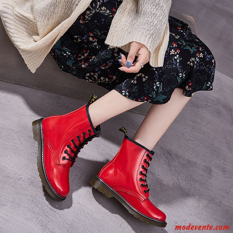 Bottes Femme Hiver Étudiant Angleterre L'automne Tous Les Assortis Printemps Rouge