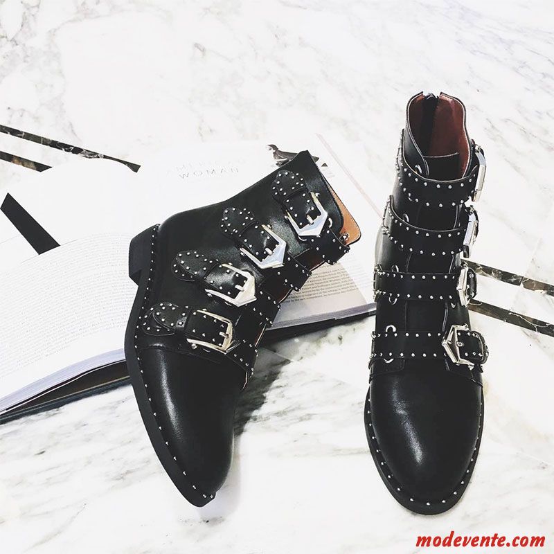 Bottes Femme Étudiant Angleterre Courte L'automne Tous Les Assortis Bottes Martin Noir