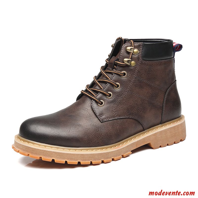 Bottes Homme Bottes Courtes Hiver Plus De Velours Hautes Tous Les Assortis Bottes Martin Marron