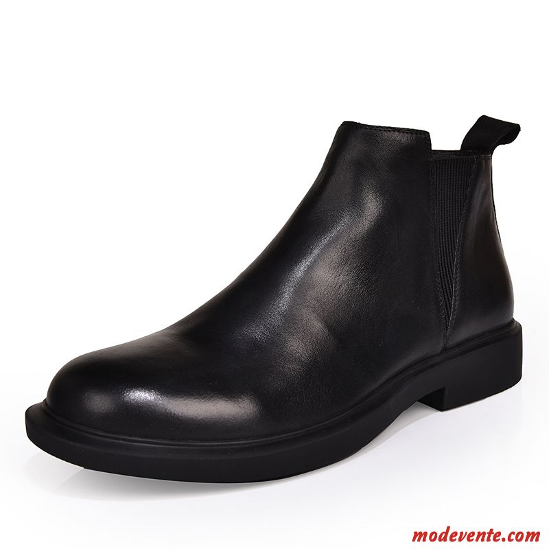 Bottes Homme Cuir Véritable Hautes Angleterre Bottes Courtes En Cuir Décontractée Noir