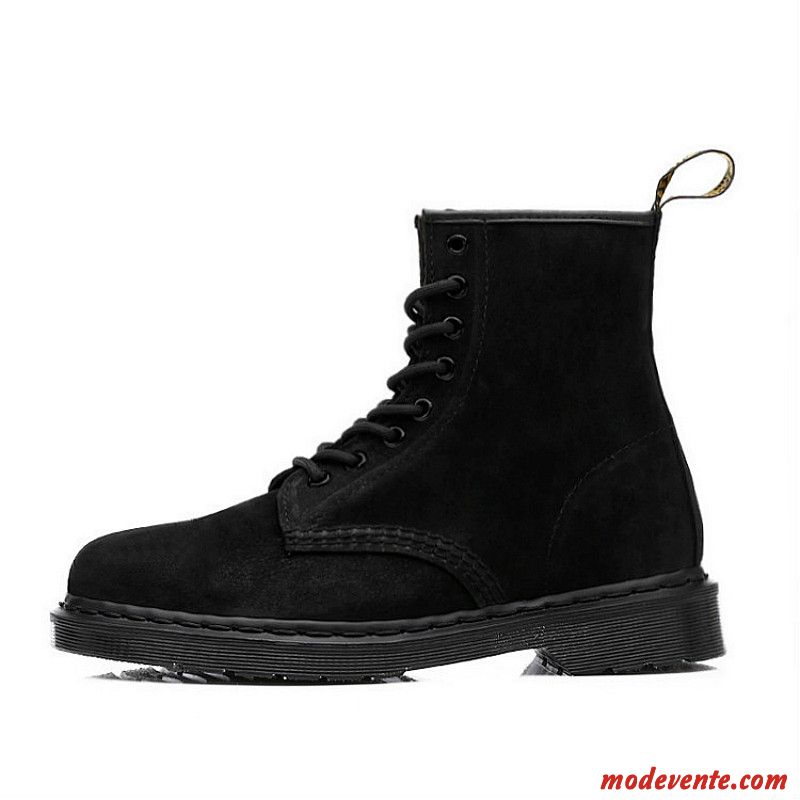 Bottes Homme Dessus Cuir Bottes Courtes Délavé En Daim Hautes Bureau Angleterre Noir