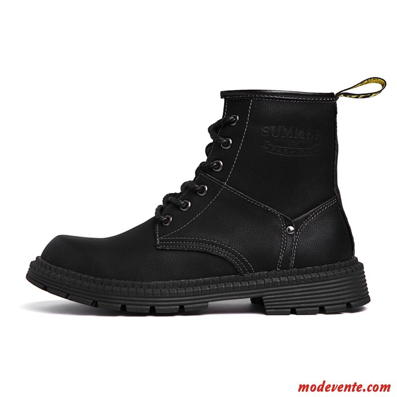 Bottes Homme En Cuir Hautes Bureau Angleterre Grande Taille Cuir Véritable Noir