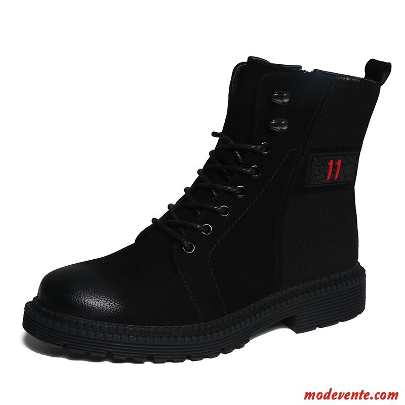 Bottes Homme En Cuir L'automne Angleterre Bureau Hiver Jeunesse Noir