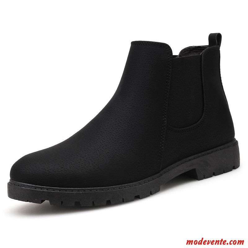 Bottes Homme Hautes Bottes Martin Chaussures De Travail Tous Les Assortis En Cuir Printemps Noir