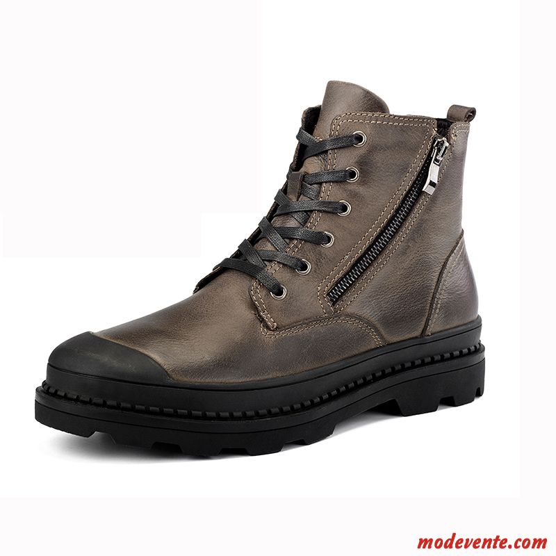 Bottes Homme Plus De Velours Bureau Chaussures En Coton Derbies Angleterre Hautes Brun