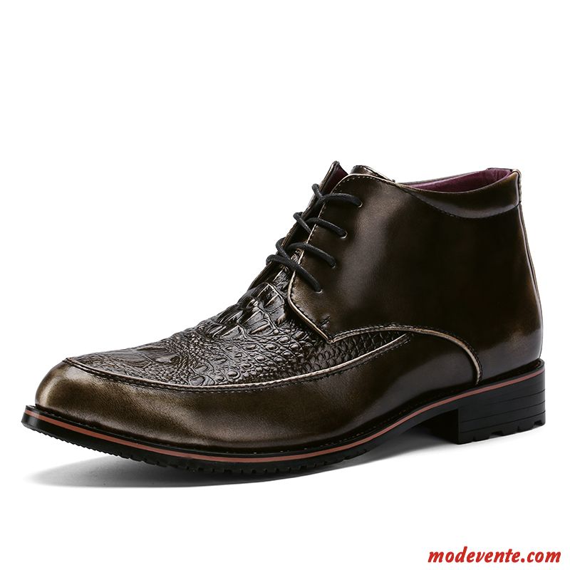 Bottes Homme Tendance Chaussures En Cuir Été Respirant Hautes Bottes Martin Or