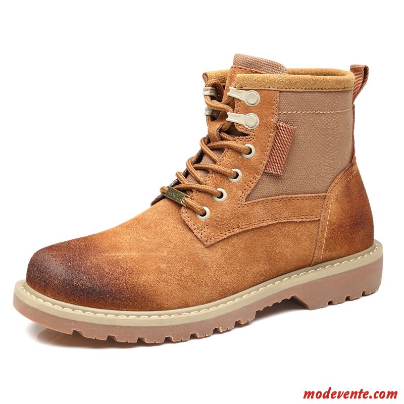 Bottes Homme Tous Les Assortis Bottes Courtes Angleterre Tendance Cuir Véritable Été Jaune