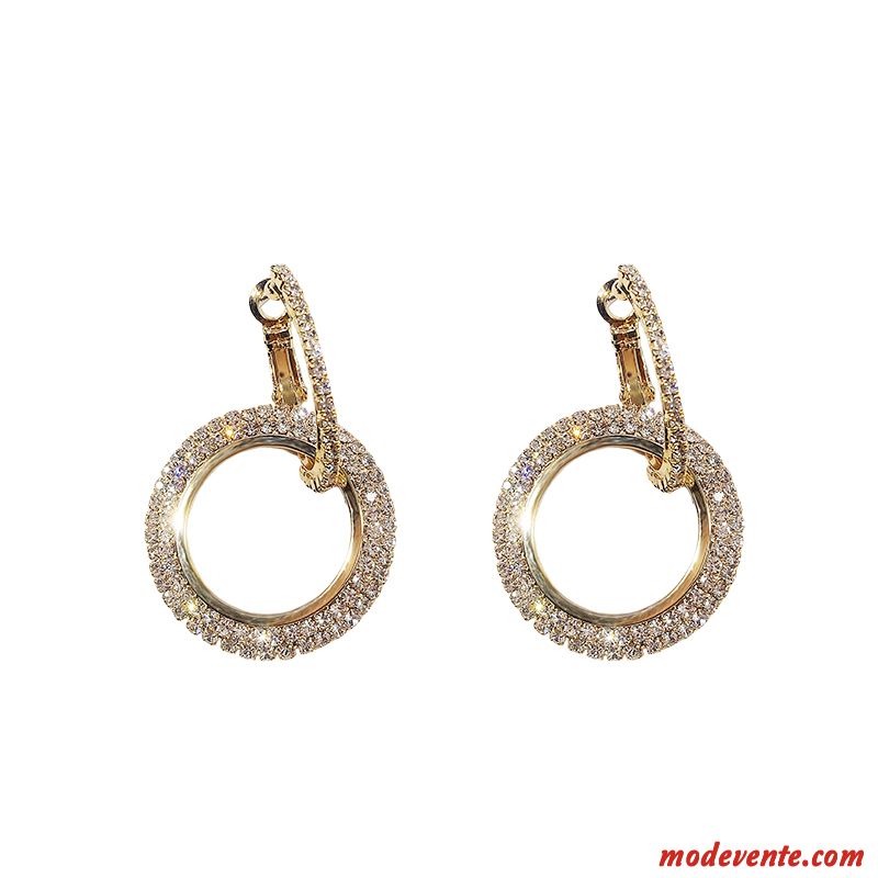 Boucles D'oreilles Femme All-match Longue Section Europe Pierres De Strass Tempérament Personnalité Or Argent