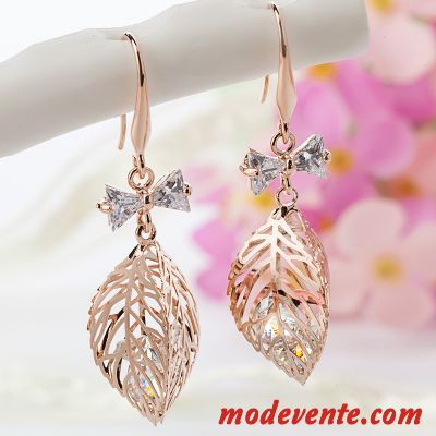 Boucles D'oreilles Femme Cristal Simple Arc Gros Personnalité Longue Section Or