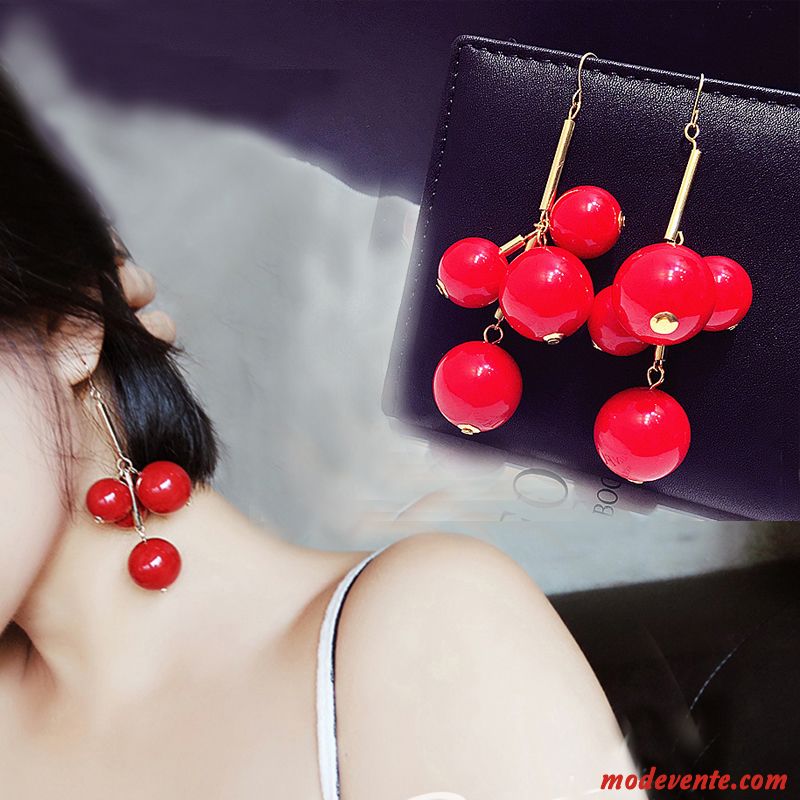 Boucles D'oreilles Femme Longue Mode Rouge