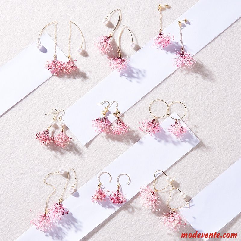 Boucles D'oreilles Femme Original Fleur Doux Longue Section Manuel Ultra Rose