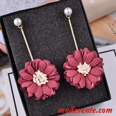 Boucles D'oreilles Femme Pendentif Longue Section Fleurs Gros Doux Mode Rouge