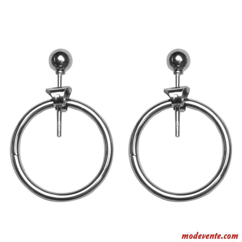 Boucles D'oreilles Femme Petit Mini Bague Noir Argent