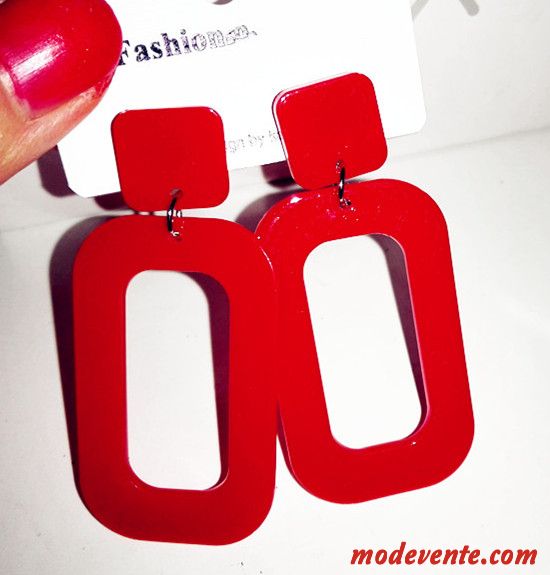 Boucles D'oreilles Femme Réseau Simple Personnalité Longue Accessoires Carré Blanc Noir Rouge