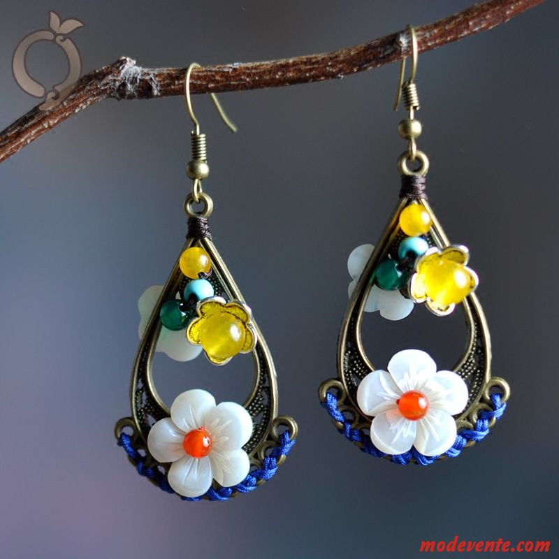 Boucles D'oreilles Femme Rétro Folk-custom Classique Accessoires Sided Original Jaune