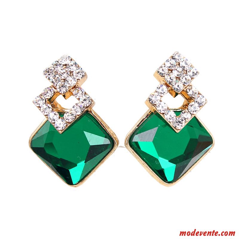 Boucles D'oreilles Femme Simple All-match Tendance Réseau Pure Personnalité Rouge Vert Argent