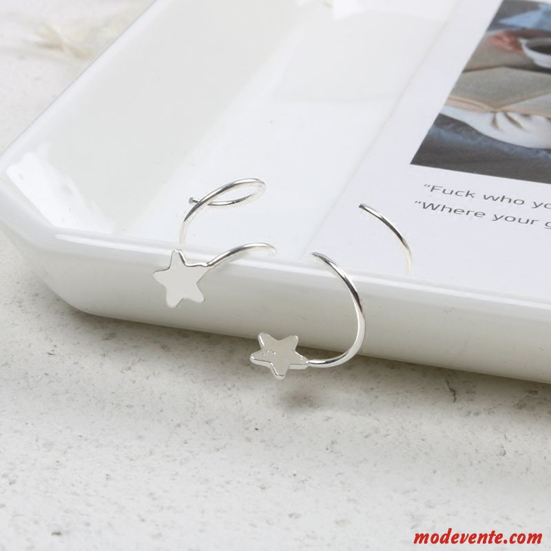 Boucles D'oreilles Femme Tempérament Personnalité Simple Pure Créatif Frais Rouge Argent