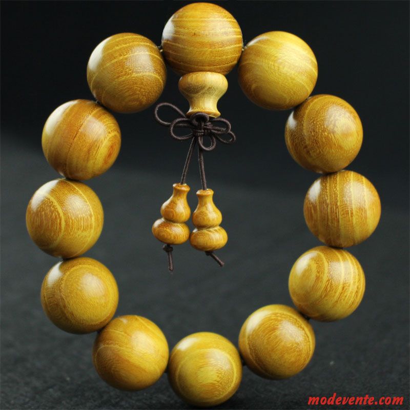 Bracelet Homme Petit Bois De Santal Femme Soie Bois Massif Jaune Or