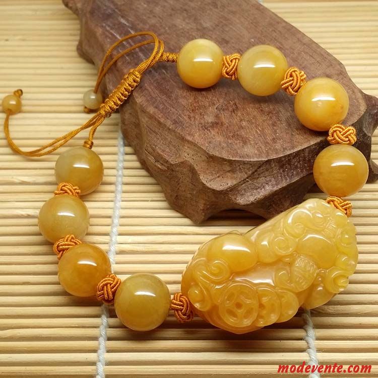 Bracelet Homme Rétro Accessoires Naturel Modèles Féminins Amoureux Jaune