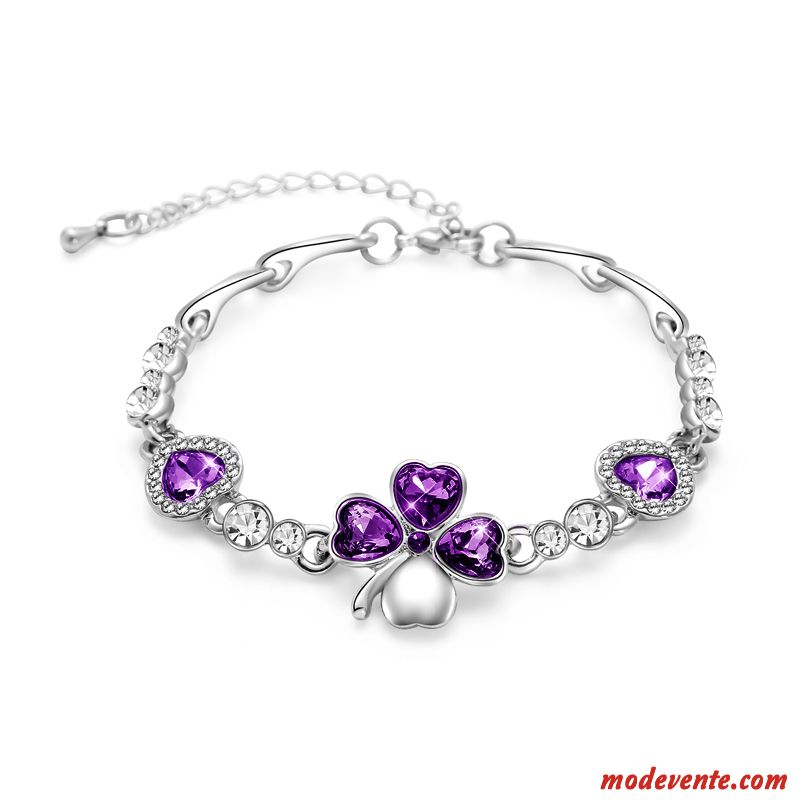 Bracelets Femme Cadeau Amour Amoureux Doux Cristal Simple Violet