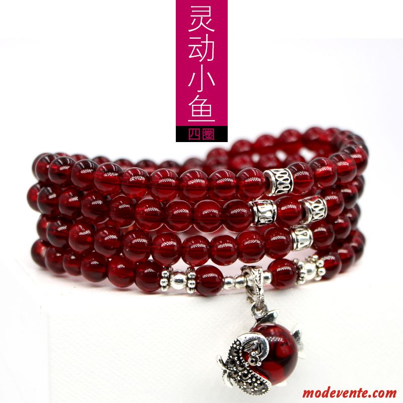 Bracelets Femme Cadeau Cristal Multicouche Naturel Bordeaux Brun