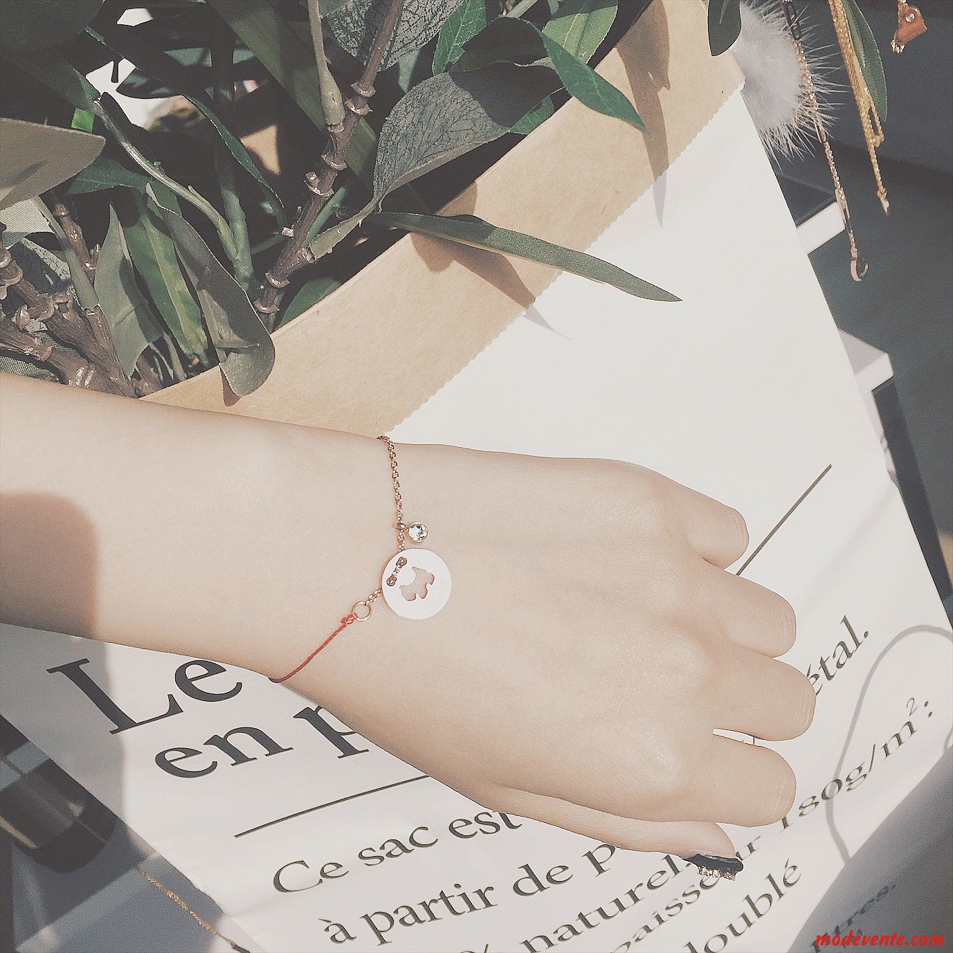 Bracelets Femme Nouveau Cadeau Exquis Rouge Or Argent