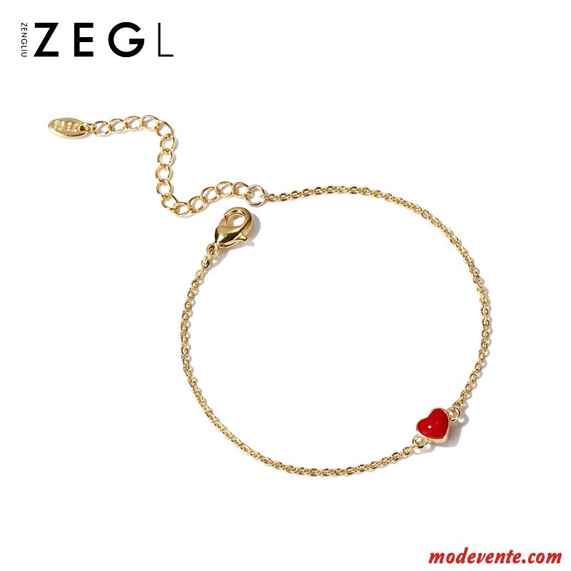 Bracelets Femme Personnalité Cœur Cadeau D'anniversaire Étudiant Simple Amoureux Rouge Or