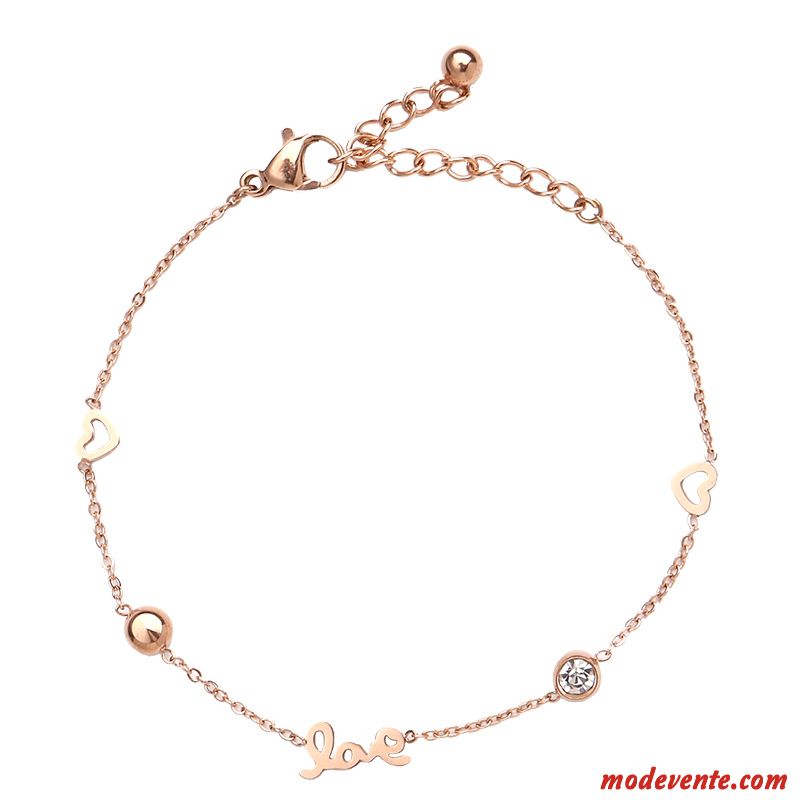 Bracelets Femme Petit Tempérament Diamant Bien Cœur Rose Or
