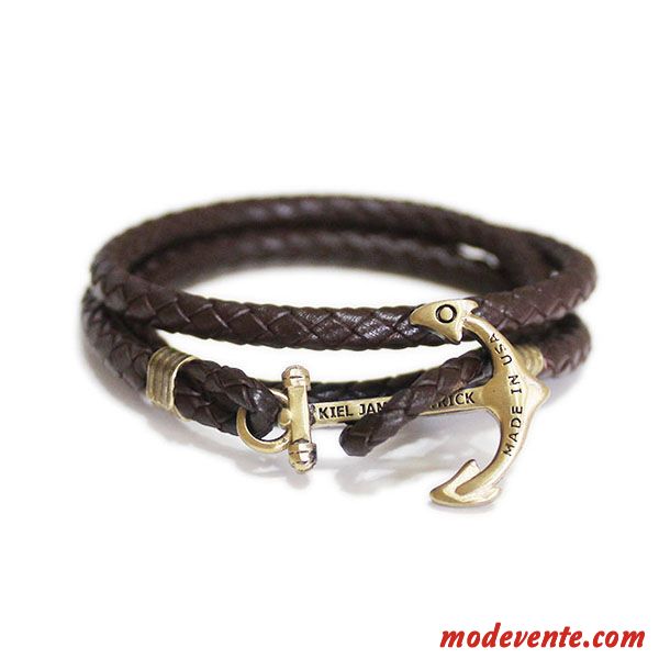 Bracelets Femme Rétro Étudiant Amoureux Personnalité Homme Cuir De Vache Noir Brun