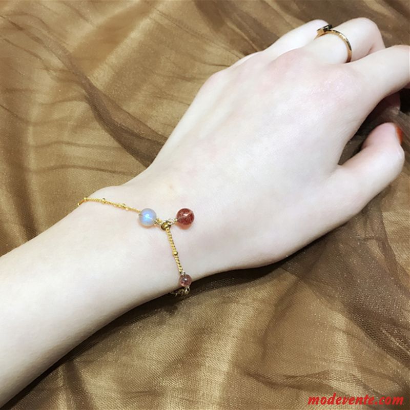 Bracelets Femme Simple Personnalité Fraise Fleur Bleu Or